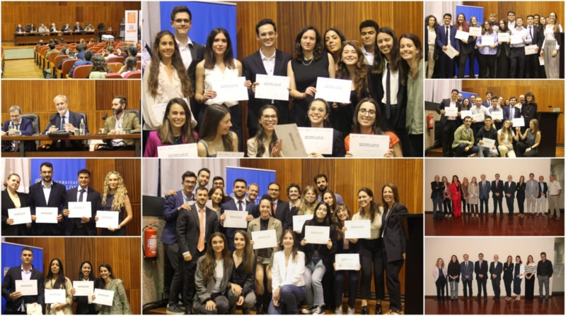 Ouissal Chairi junto a participantes premiados de la Universitat de Barcelona en el Triangular de Universidades 2024